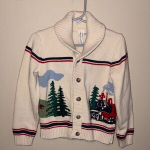 Janie and Jack Cardigan with Train and Tree Motif
